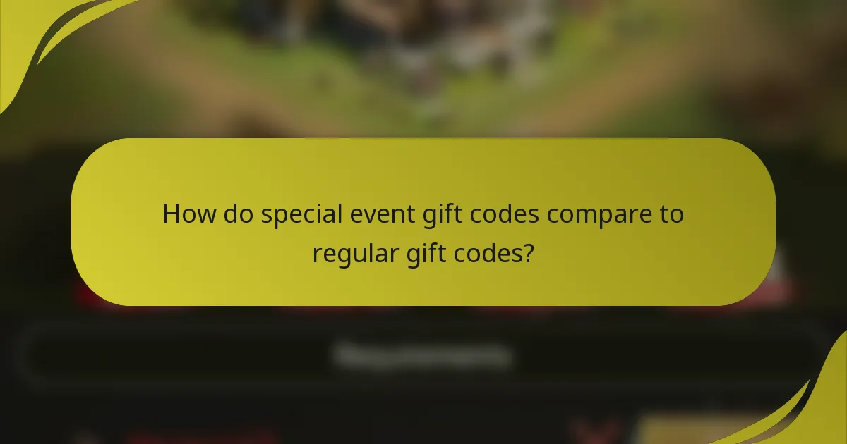 How do special event gift codes compare to regular gift codes?