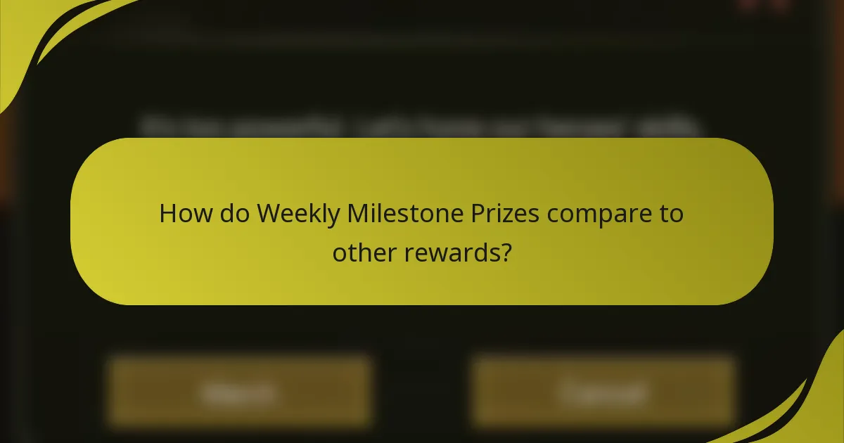 How do Weekly Milestone Prizes compare to other rewards?